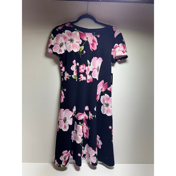 JH Women’s Size 8 Sheath Dress Fit & Flare Blue Pink Floral Easter Spring New - Picture 6 of 13